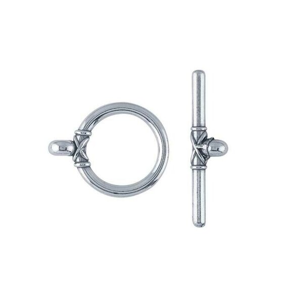 NEW Toggle Clasp Oxidized 925 Sterling Silver Toggle Clasp 20 mm Lot Of 10 - Picture 4 of 4